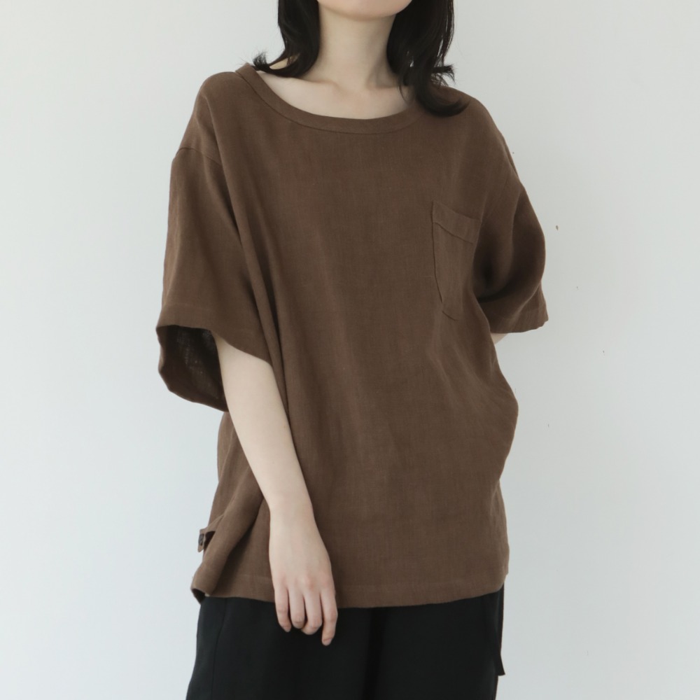ramie button tee brown [3color]