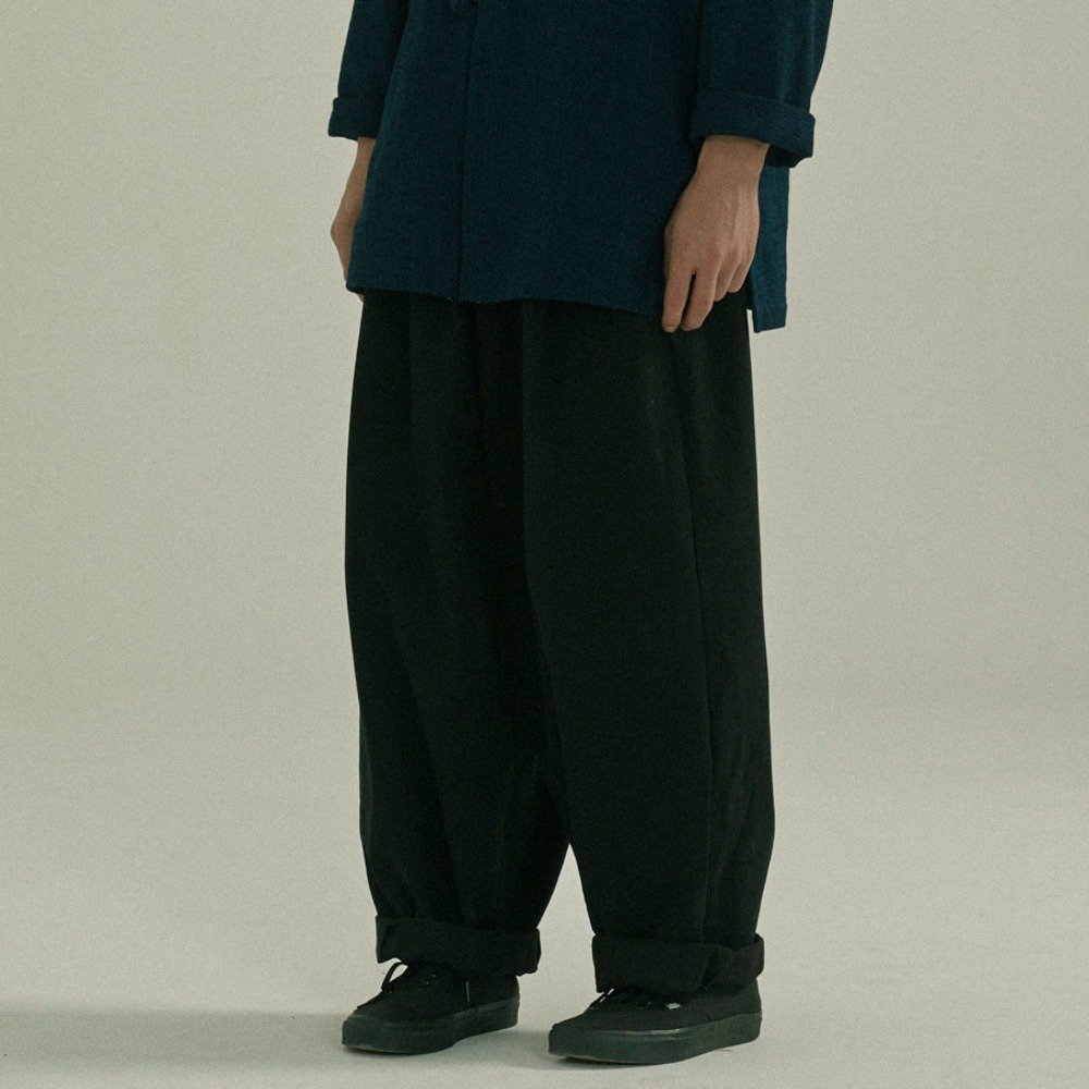 unisex roll up pants black [3color]