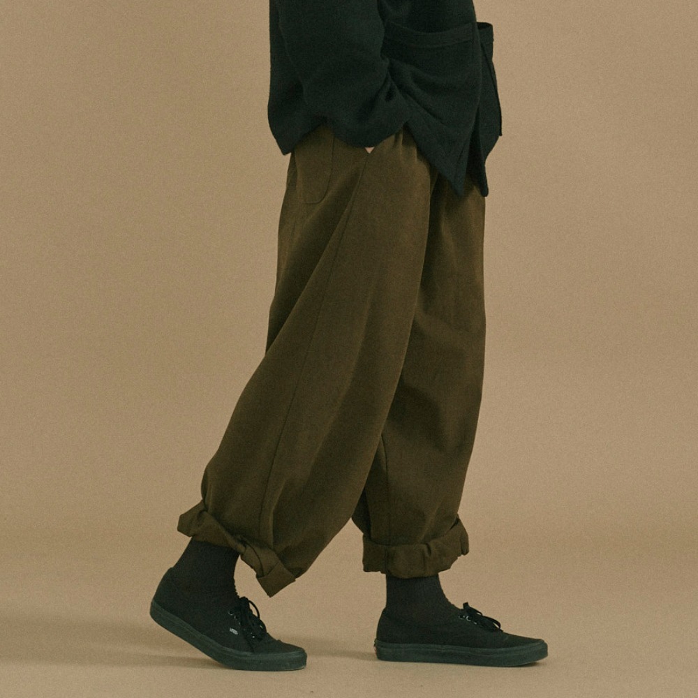 unisex roll up pants khaki [3color]
