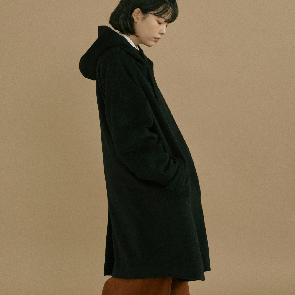 unisex wool hood coat black [2color]
