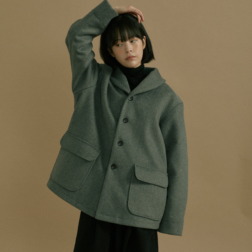 unisex wool round jacket gray [2color]