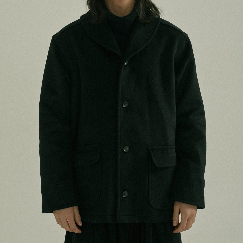 unisex wool round jacket black [2color]