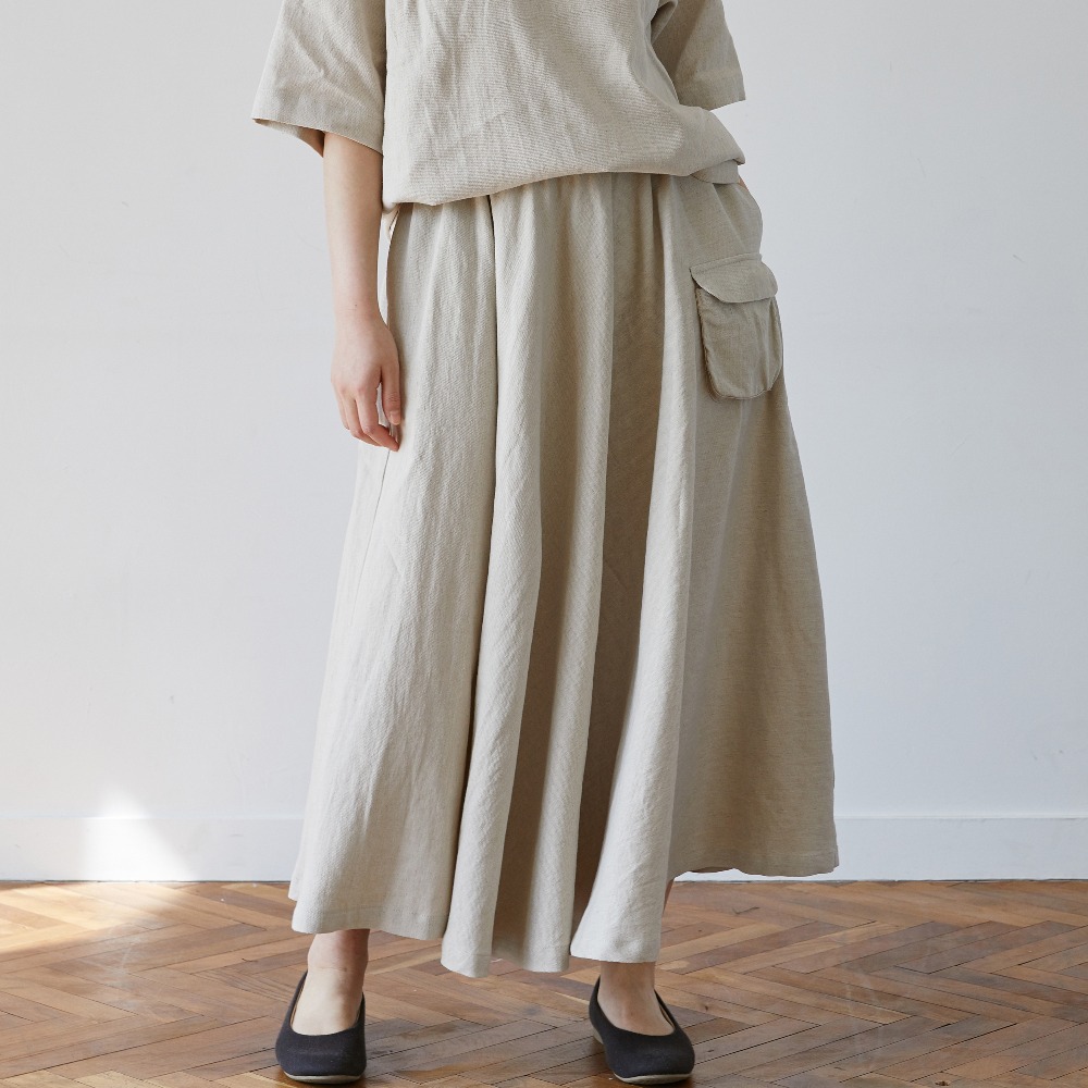 linen pocket skirt beige [3color]