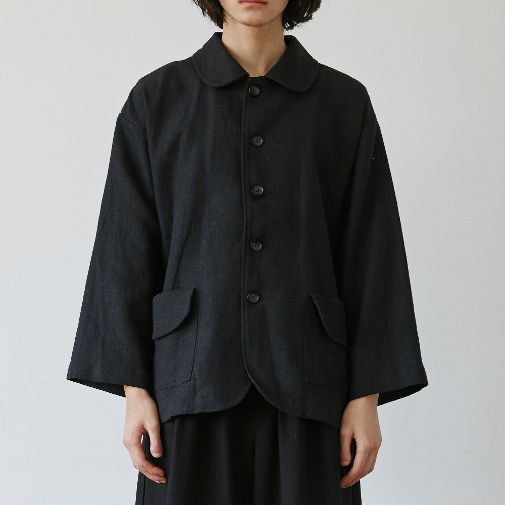 unisex linen wind jacket black [2color]