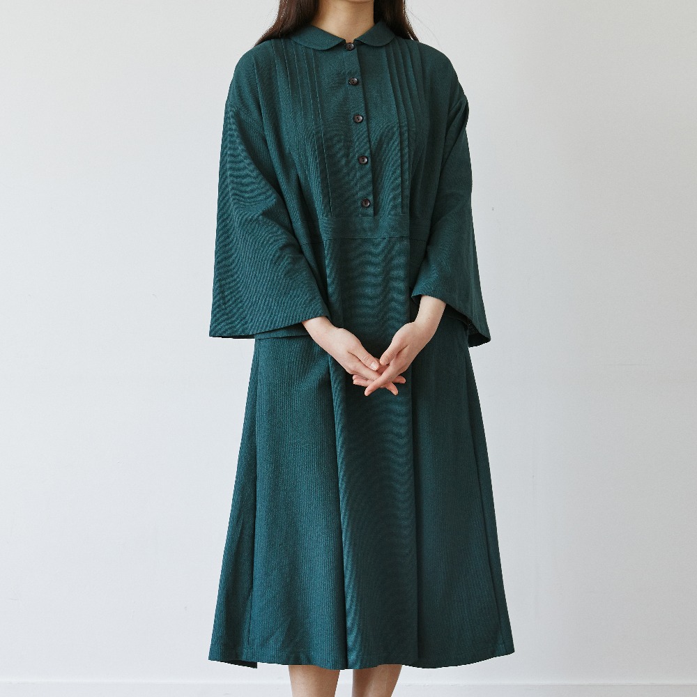 pin tuck onepiece green [4color]