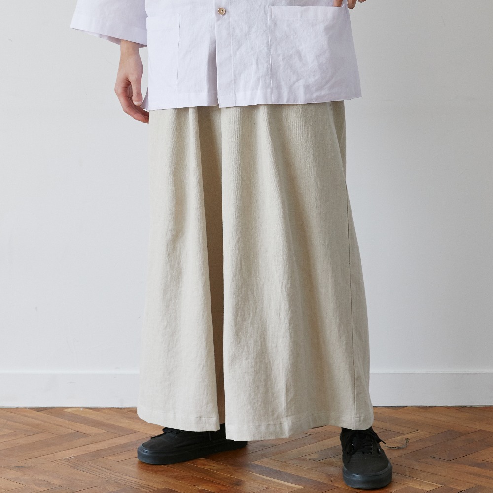 unisex linen shade wide pants beige [2color]