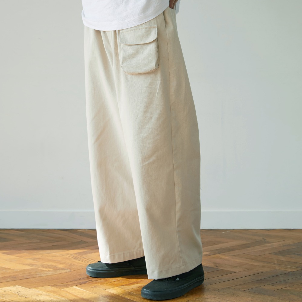 unisex banding pocket straight pants beige [3color]