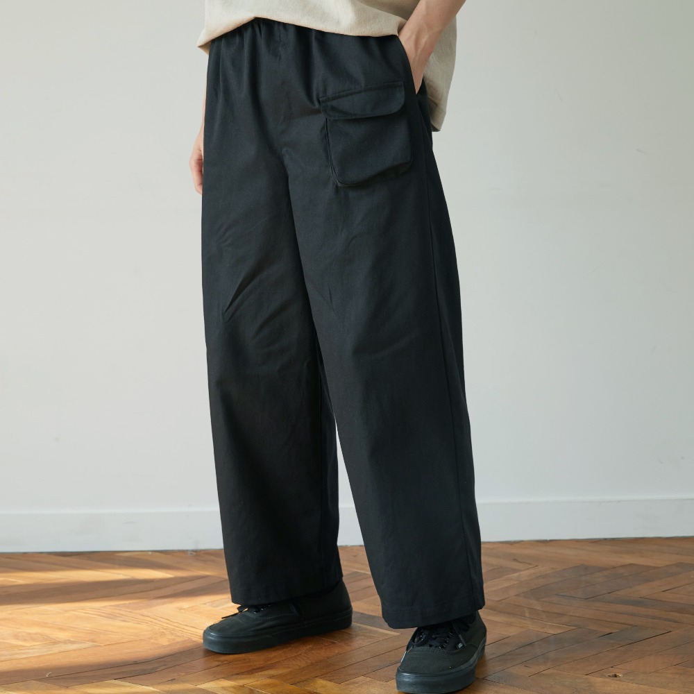 unisex banding pocket straight pants black [3color]