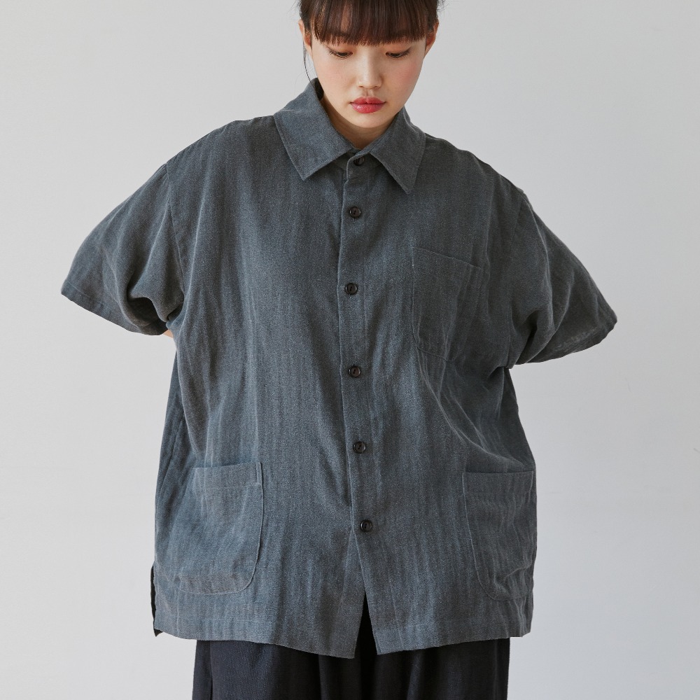 unisex pastel pocket shirts gray [3color]