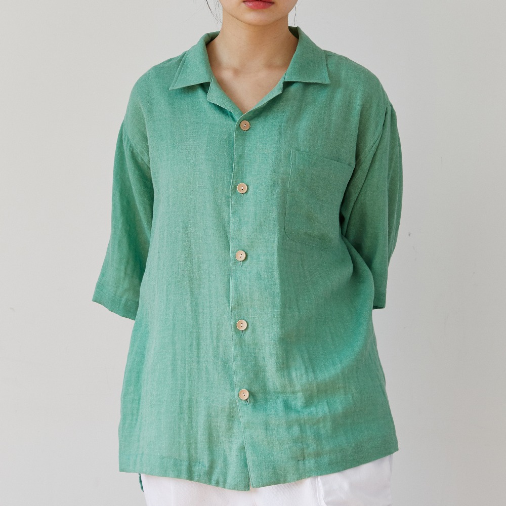 unisex pastel open shirts green [3color]