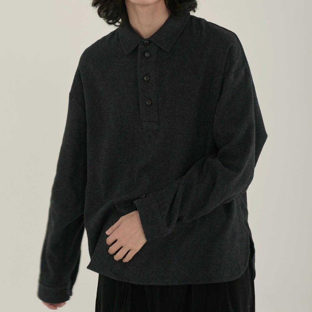 unisex napping Henly neck shirts charcoal [2color]