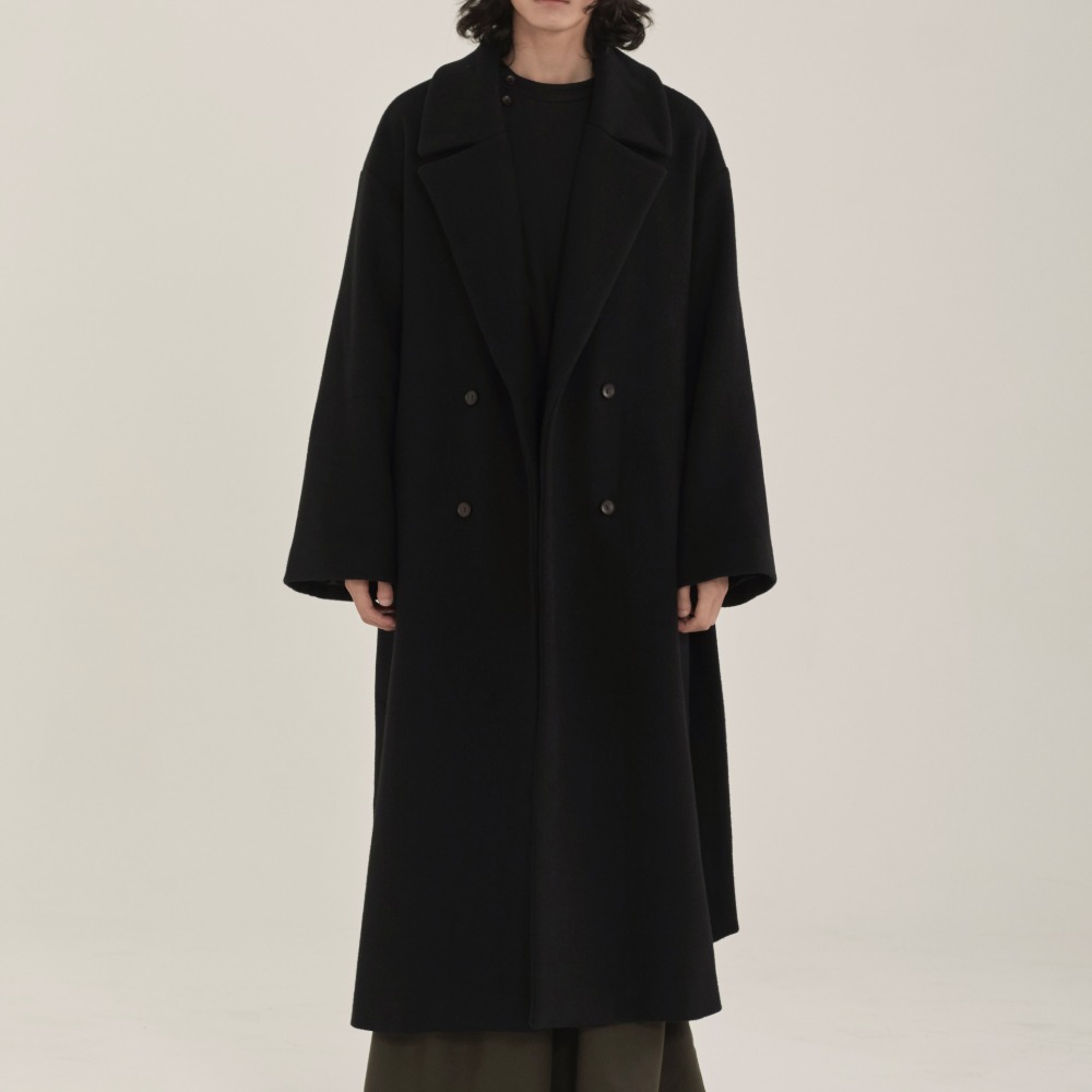 unisex double long coat black [2color]