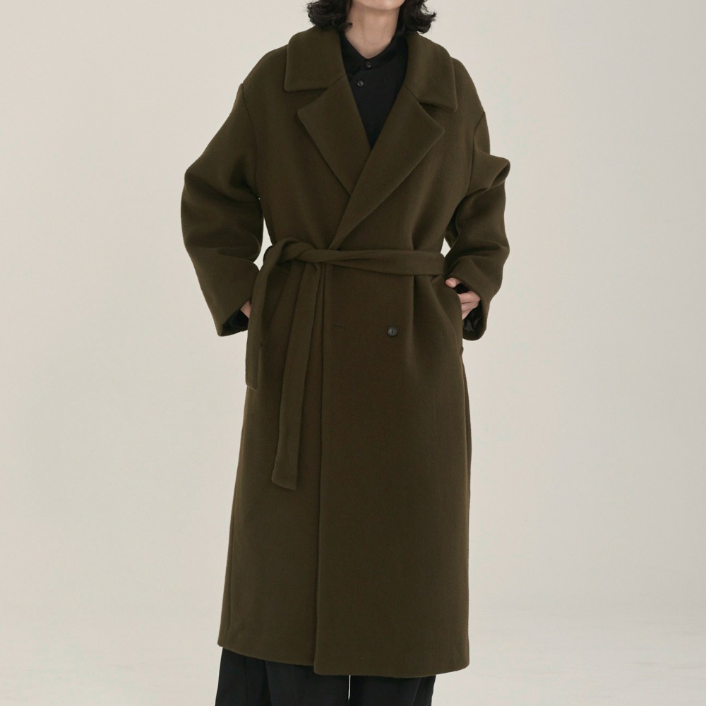 unisex double long coat khaki [2color]