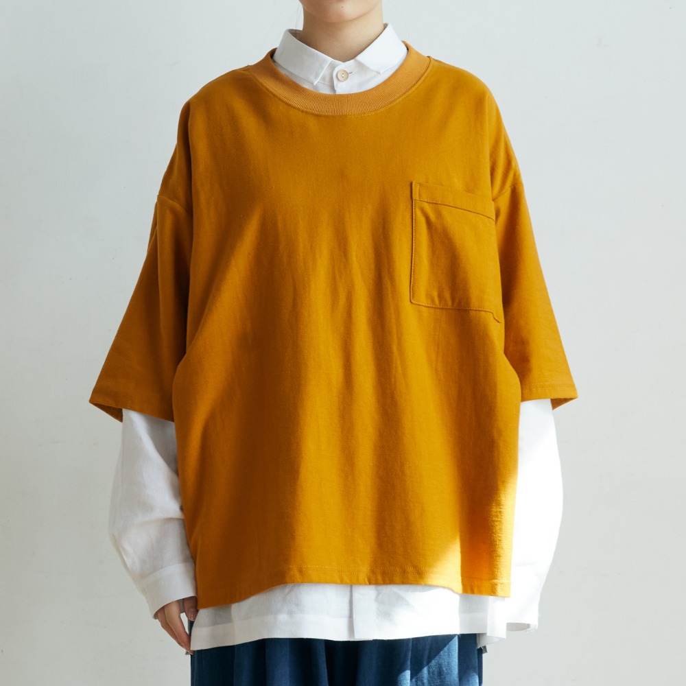 unisex Embroidery t-shirts mustard [5color]