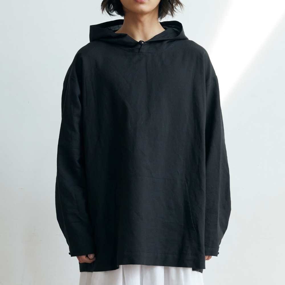 unisex linen hood black [4color]