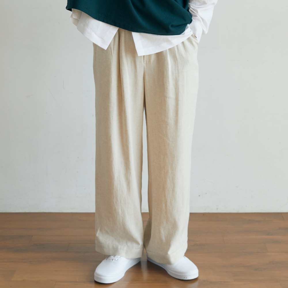 unisex back tuck pants beige [2color]