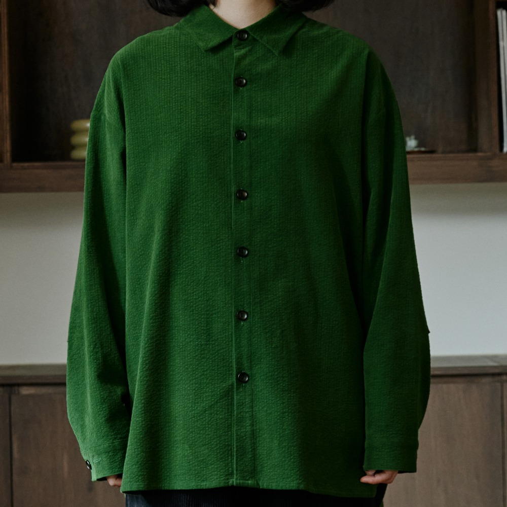 unisex corduroy patch shirts green [3color]