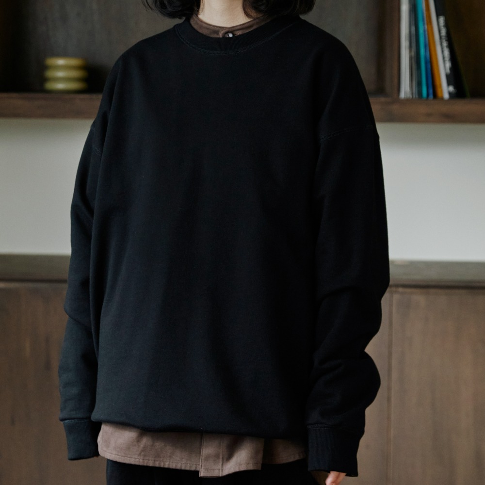 unisex embroidery sweat shirts black [4color]