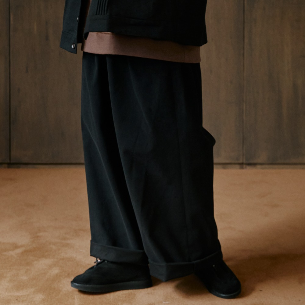 unisex wide roll up pants black [3color]