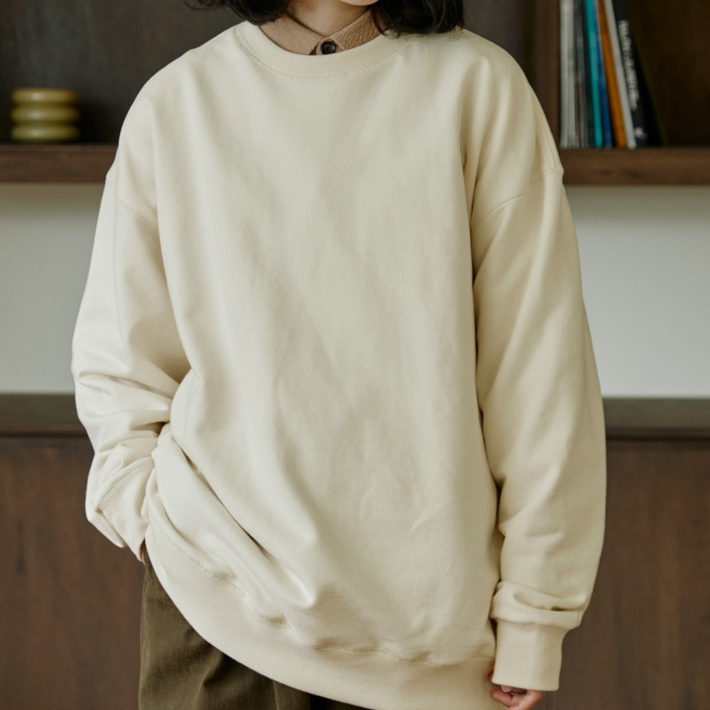 unisex embroidery sweat shirts cream [4color]