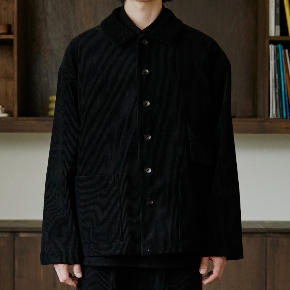 unisex corduroy pocket jacket black [2color]