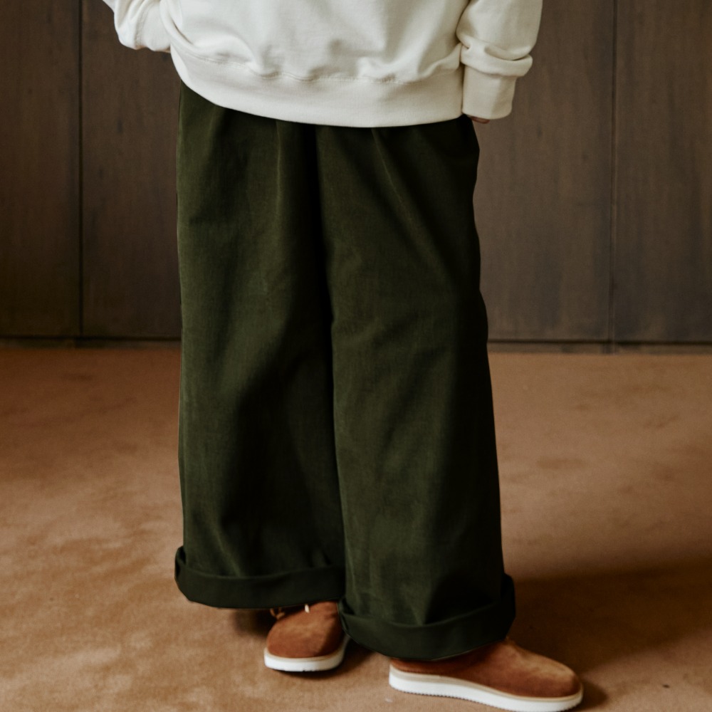 unisex wide roll up pants khaki [3color]