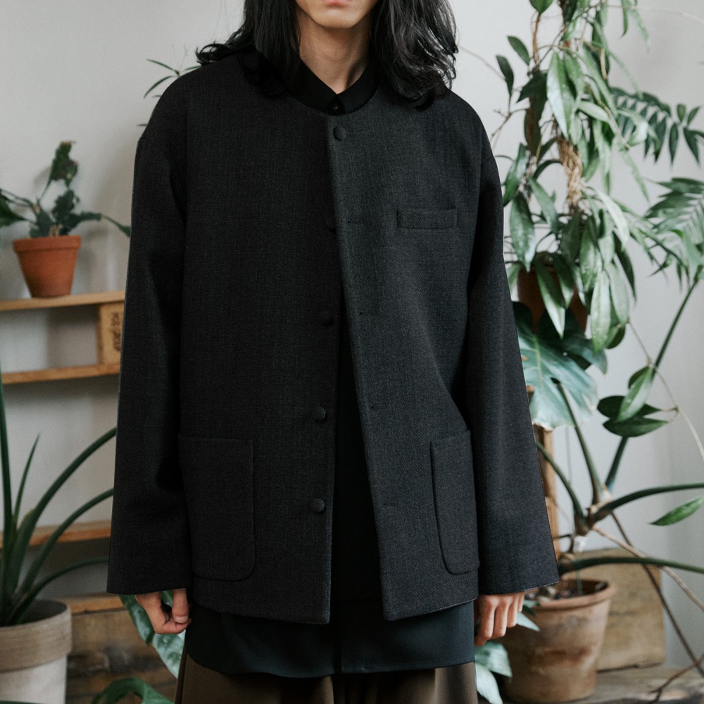 unisex tweed jacket charcoal [3color]